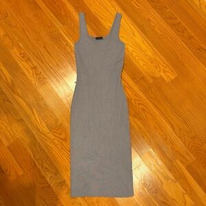 Miou Muse Shania Midi Dress in Grey with Side Slit